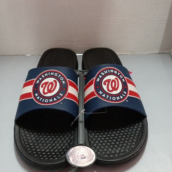 Washington Nationals FOCO Stripe Raised Slides Sandals Men’s US M 11-12 - Picture 1 of 6
